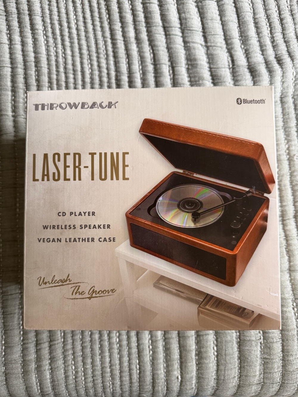 NEW Laser-Tune Leather Bluetooth Wireless Speaker & CD Player